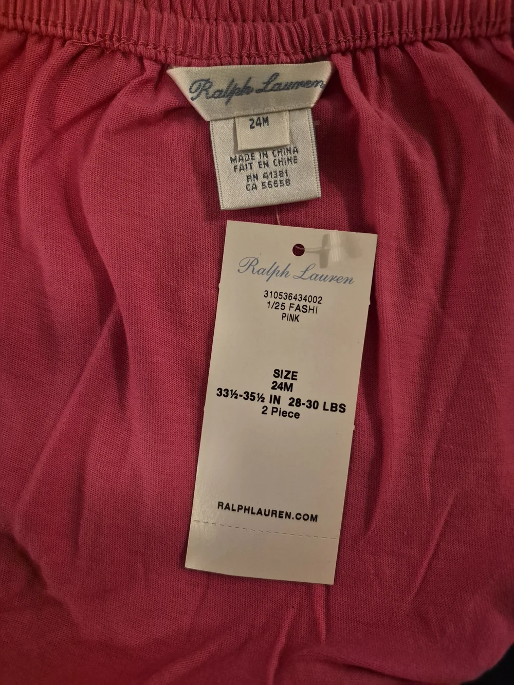 Brand New Ralph Lauren Pink & White Striped Girls' Dress Set - Kids